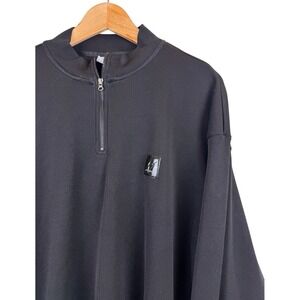Karl Kani Black 1/4 Zip Sweater‎ Men's XXL Long Sleeve Elbow 'Pad' Print Logo